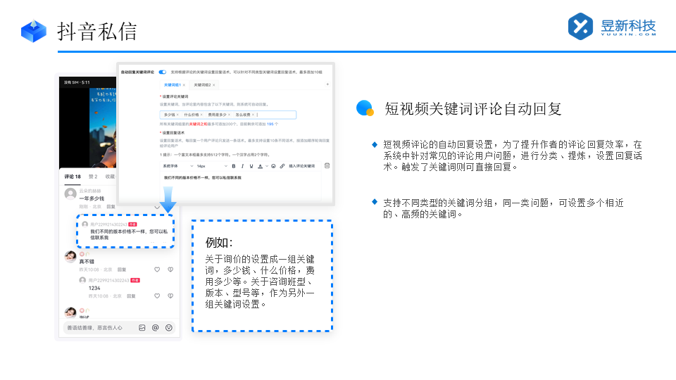 抖音私信怎么接入企業微信客服的電話_昱新索電機器人助力智能接待 私信自動回復機器人 智能問答機器人 第3張